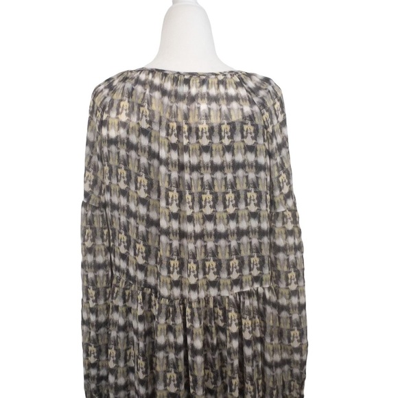 BANANA‎ REPUBLIC TIERED PEASANT, TAN PRINT DRESS, NEW WITH TAGS - Picture 5 of 10